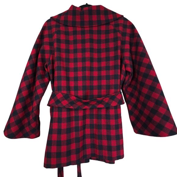 Pendleton Womens 10 Red Black Buffalo Plaid VTG Virgin Wool Jacket Shacket 80s - Picture 2 of 12